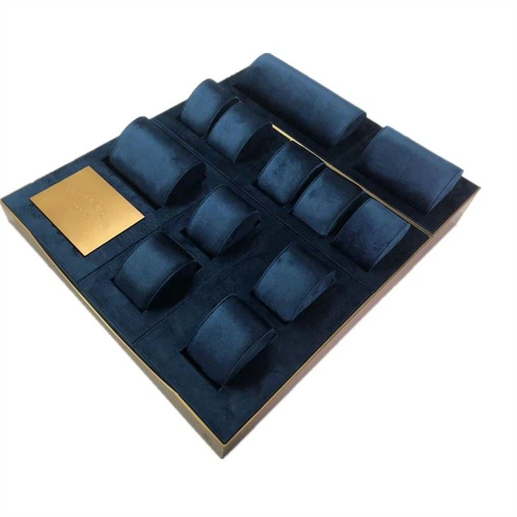 Brass Metal Og Blue Velvet Watch Bakkasett